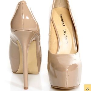 Chinese Laundry Patent Nude Platform Heels
